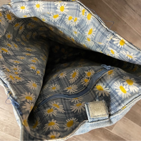 Vintage Disney Mickey Mouse Denim Tote Bag Flower Power - Picture 6 of 8